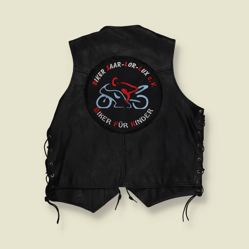1990s–2000s | Leather Biker Vest | Black - XXXL
