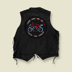 1990s–2000s | Leather Biker Vest | Black - XXXL
