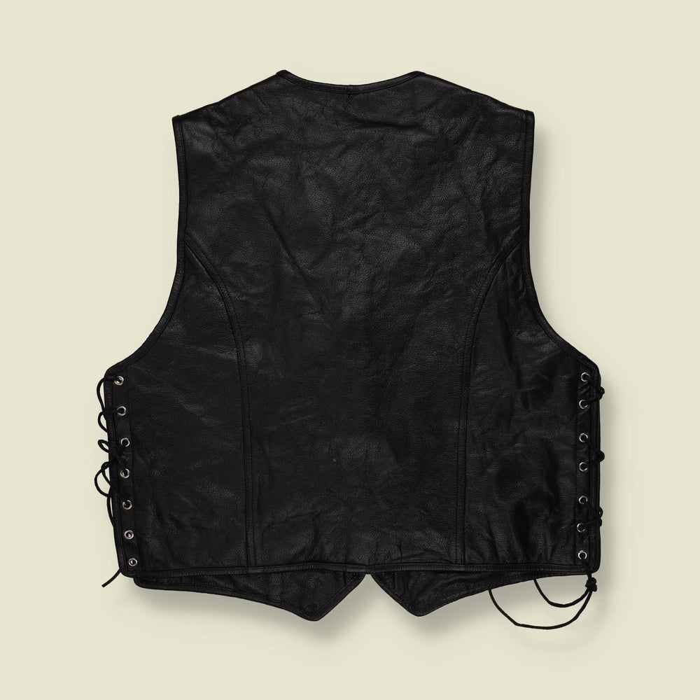 1990s | Hale 15 | Leather Biker Vest | Black - L
