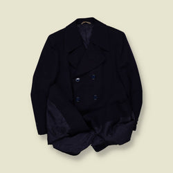 1970s | Virgin Wool Coat | Navy - S