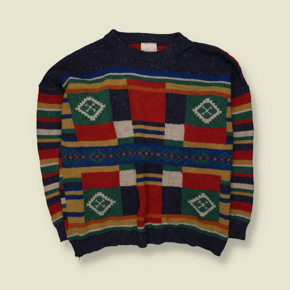 1980s | Invoice | Patterned Knit Jumper | Multi Colour -XXXL