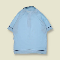 1970s | Short Sleeve Polo Top | Sky Blue - S