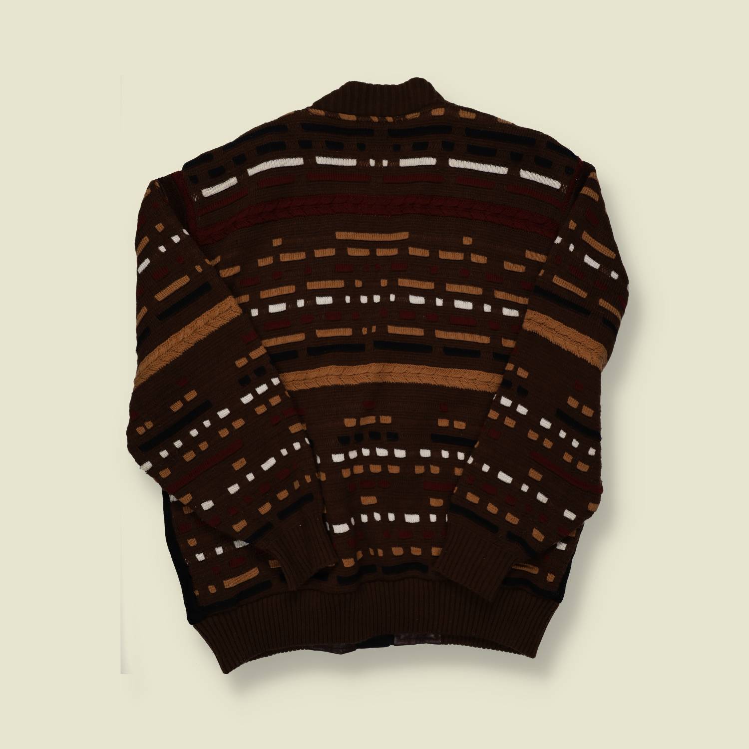 1990s Coogi Style Leather Knit Cardigan - XL