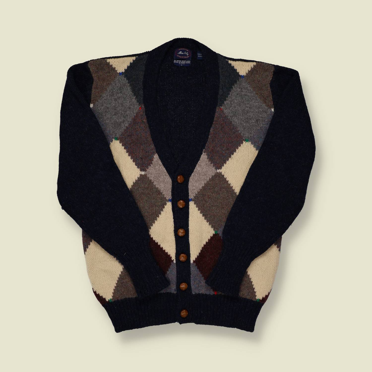 1990s Argyle Style Cardigan - M