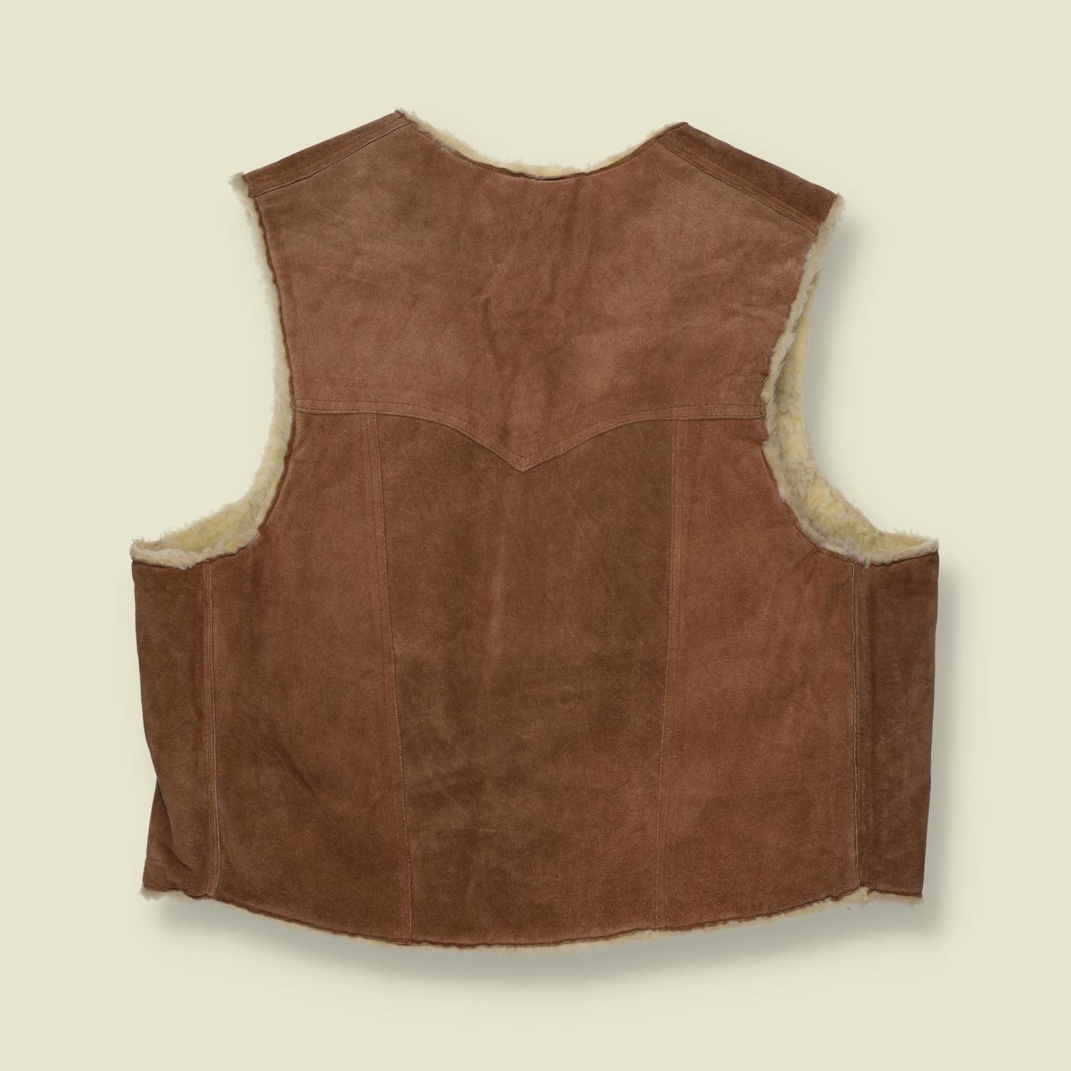 1970s Lined Suede Leather Sherpa Western Vest - XL/XXL