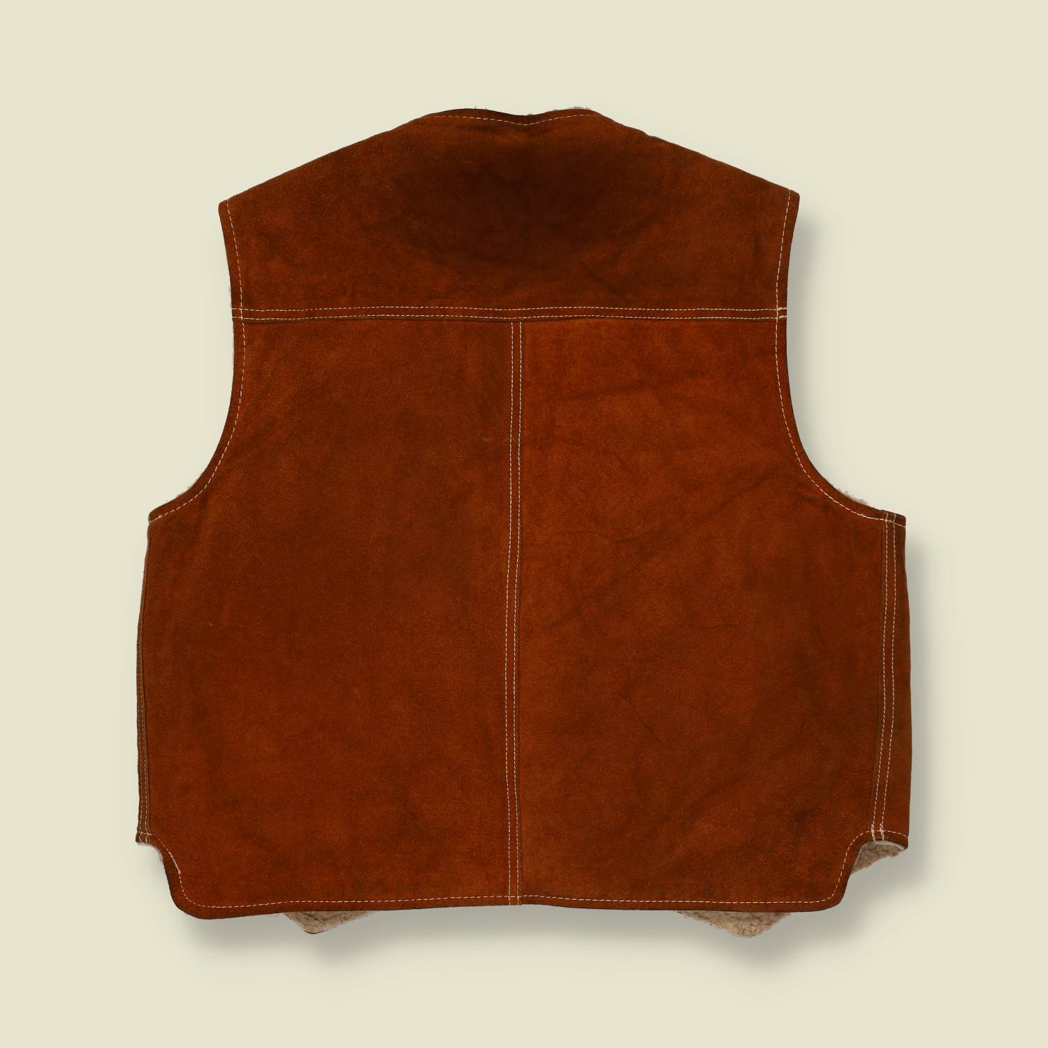 1970s Lined Suede Leather Sherpa Western Vest - XL/XXL