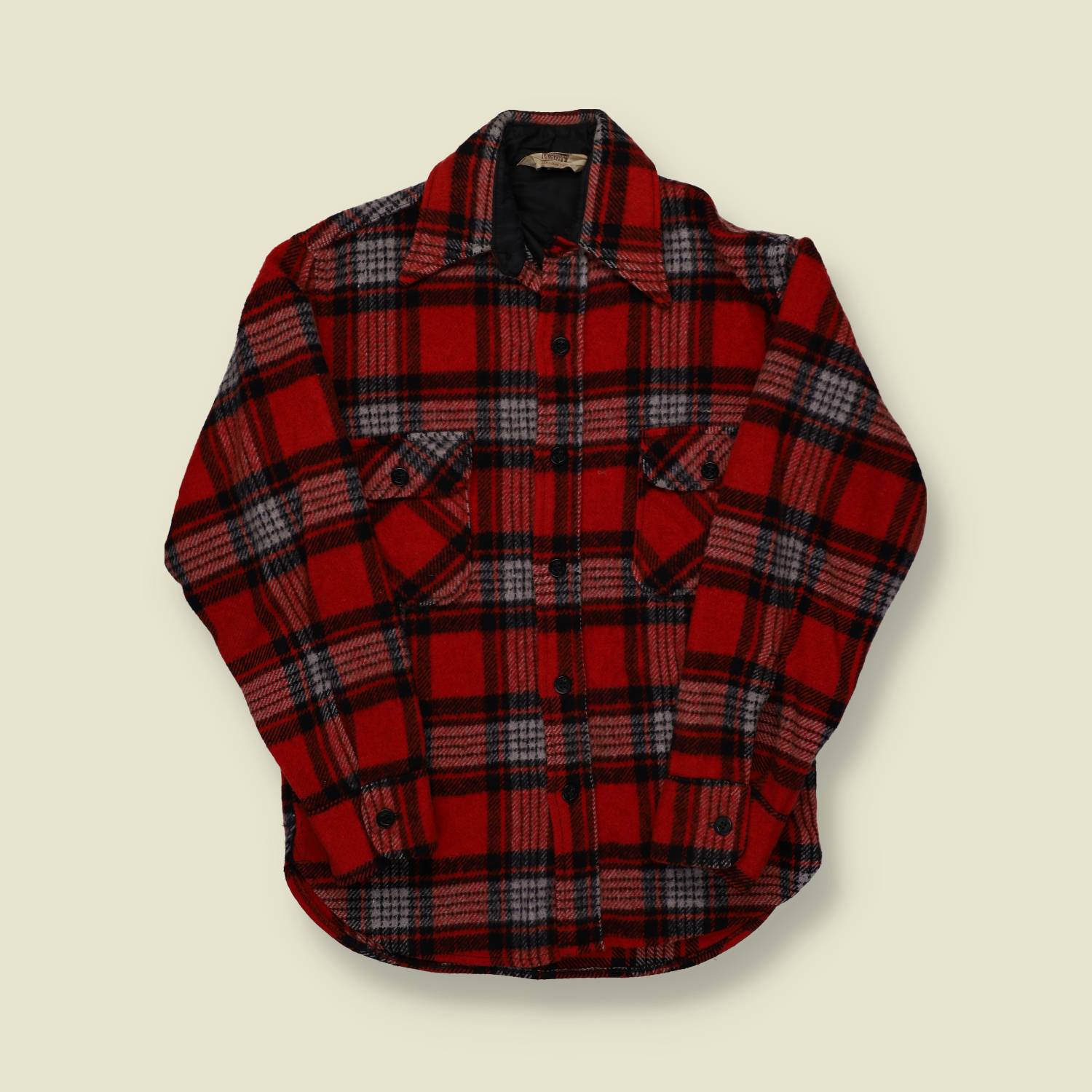 1970s CPO Button Thick Wool Shirt - S