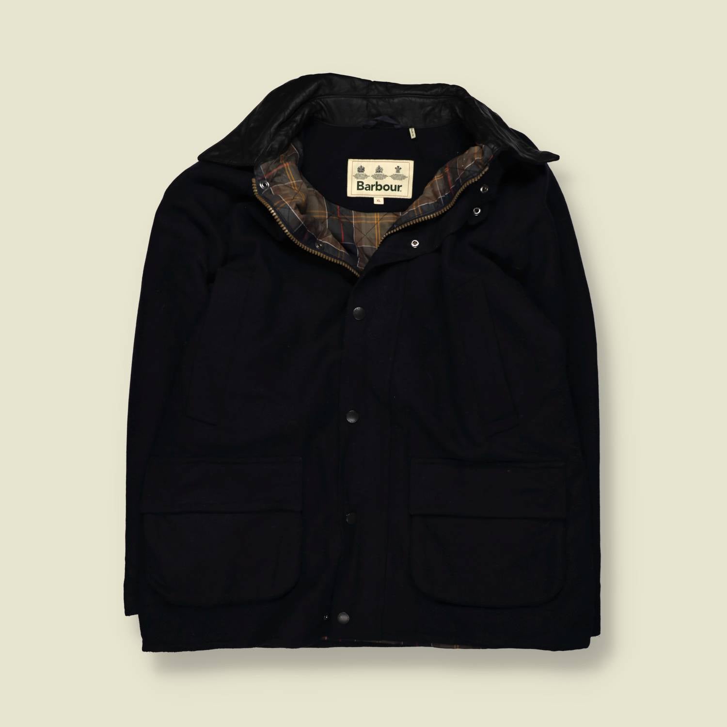 1990s | Barbour | Wool Coat | Dark Blue – XL