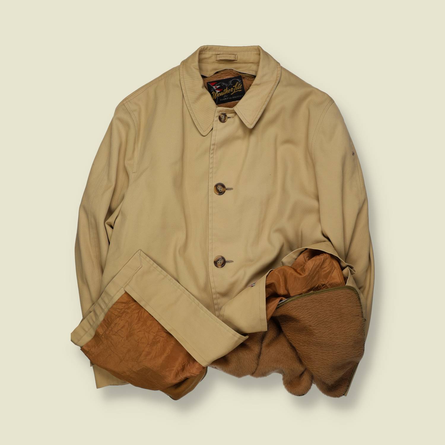 1960s | Weatherlite | Lined Trench Coat | Beige – L