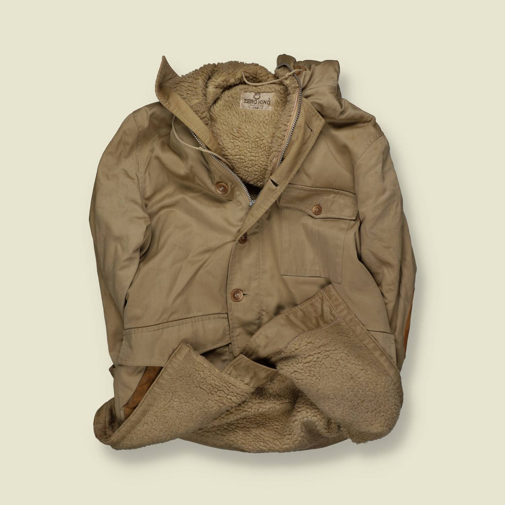 1960s | Zero King | Hooded Sherpa-Lined Coat | Tan – XXXL