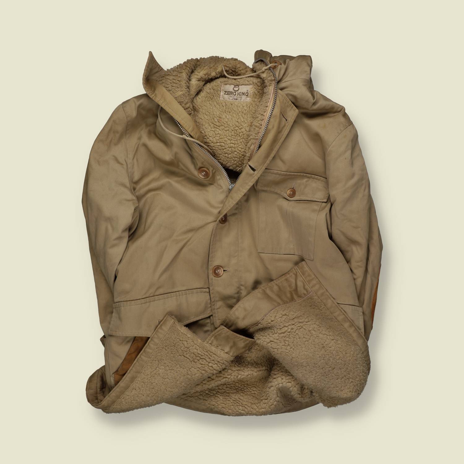 1960s | Zero King | Hooded Sherpa-Lined Coat | Tan – XXXL