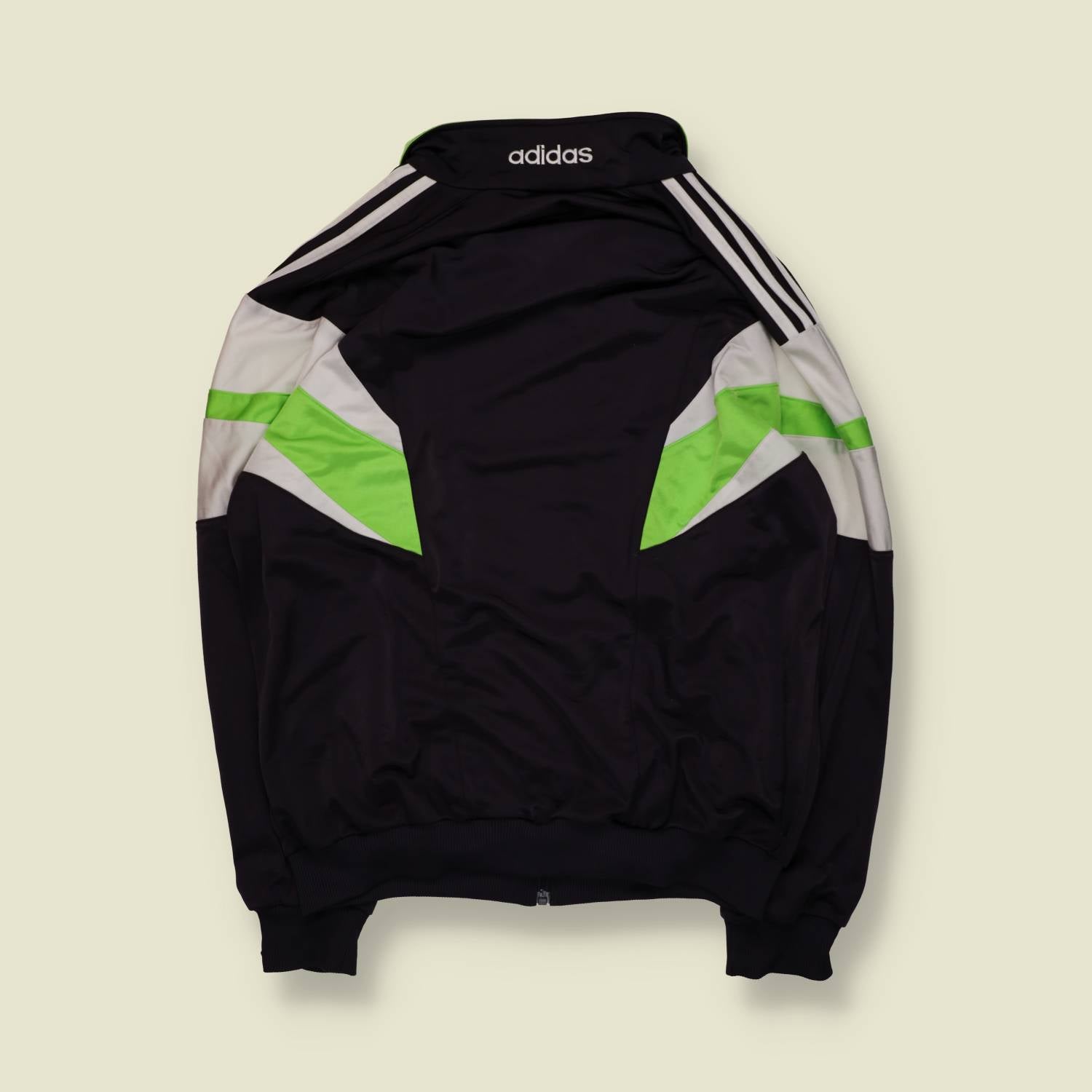 1990s | Adidas | Track Top | Black / Green – XL