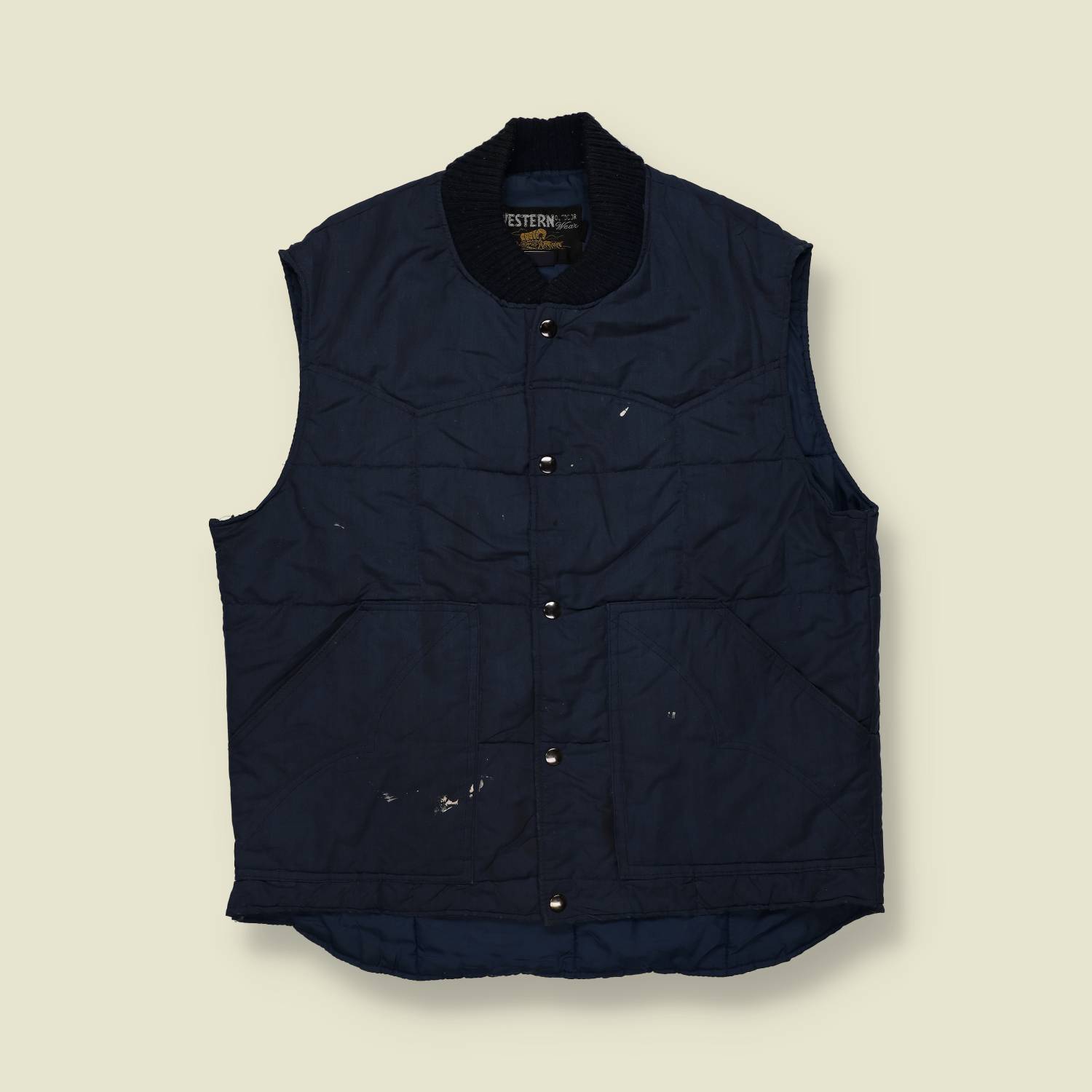 1970s | Sears Western Wear | Quilted Gilet | Navy – L