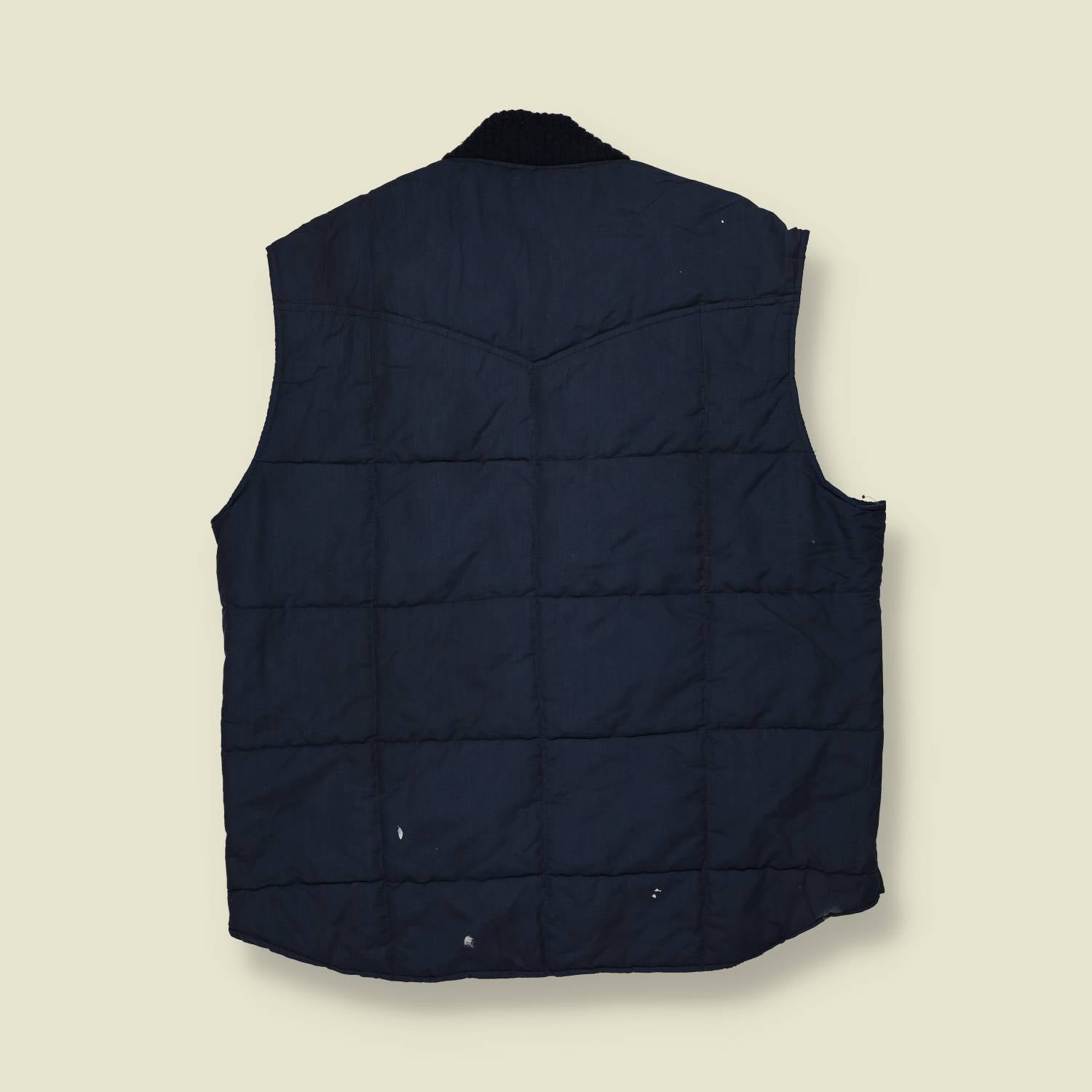1970s | Sears Western Wear | Quilted Gilet | Navy – L