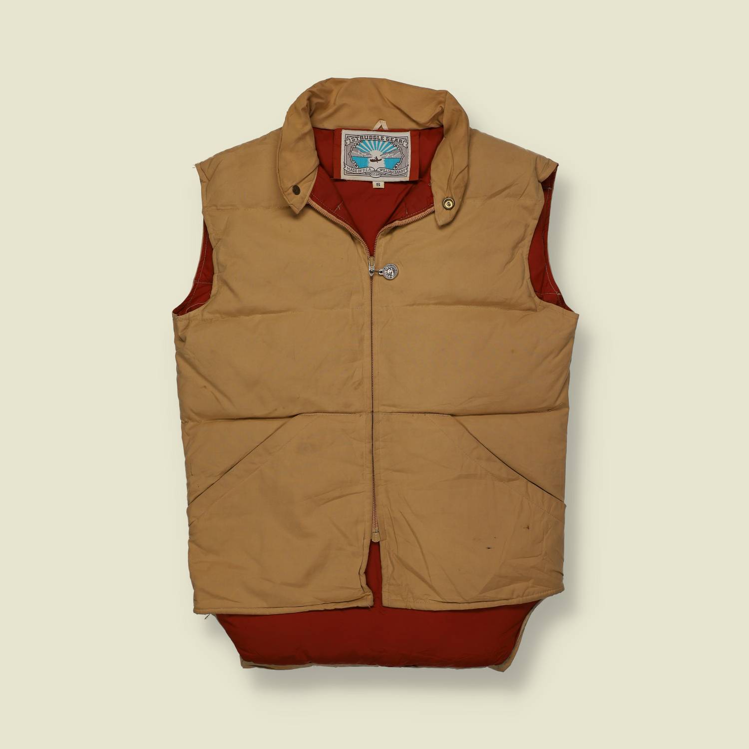 1970s | Struggle Gear | Quilted Gilet | Tan – S