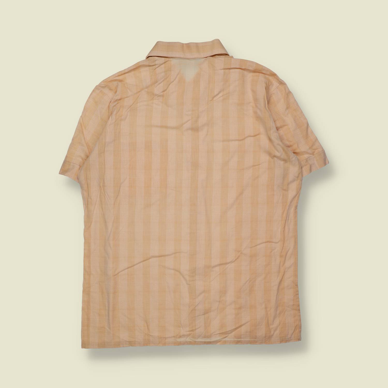 1970s | Short Sleeve Shirt | Peach Subtle Stripe - S