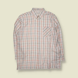 1970s | Long Sleeve Shirt | White Windowpane Check - XXL
