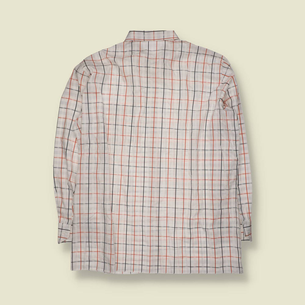 1970s | Long Sleeve Shirt | White Windowpane Check - XXL