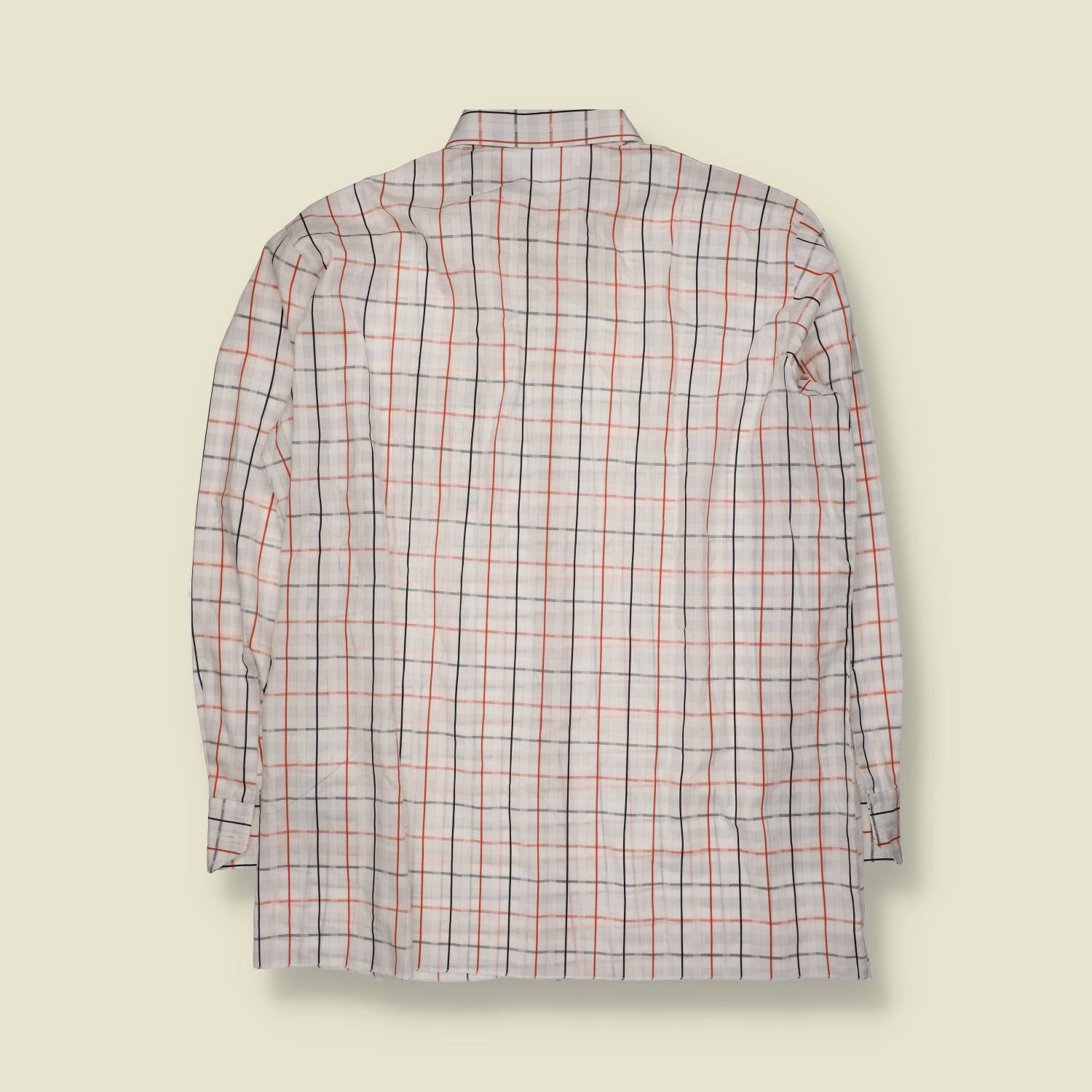 1970s | Long Sleeve Shirt | White Windowpane Check - XXL