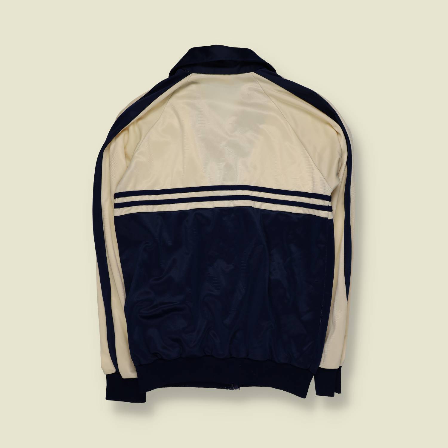 1970s | Ruby Sports | Poly Track Top | Navy & Cream - XS