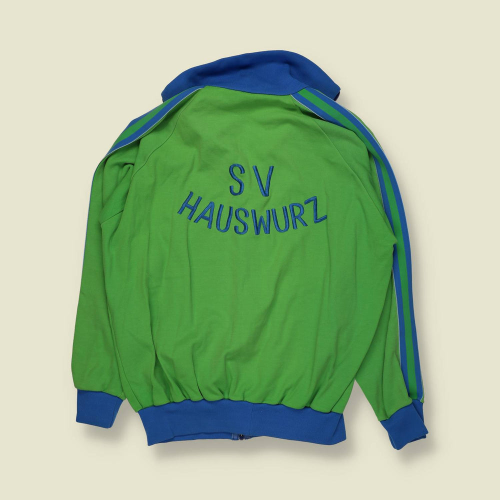 1970s | European Sportswear | Poly Track Top | Green & Blue - S