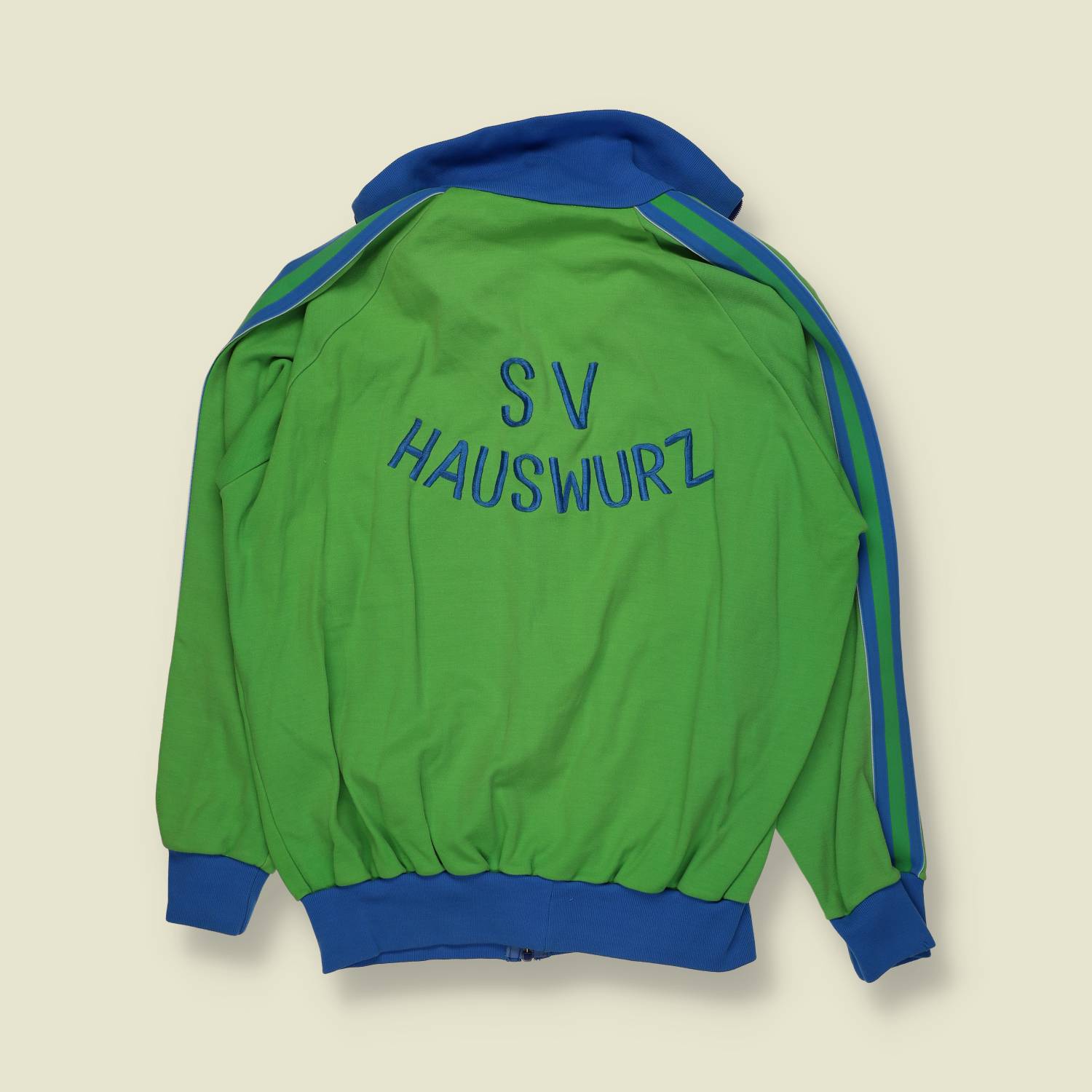 1970s | European Sportswear | Poly Track Top | Green & Blue - S