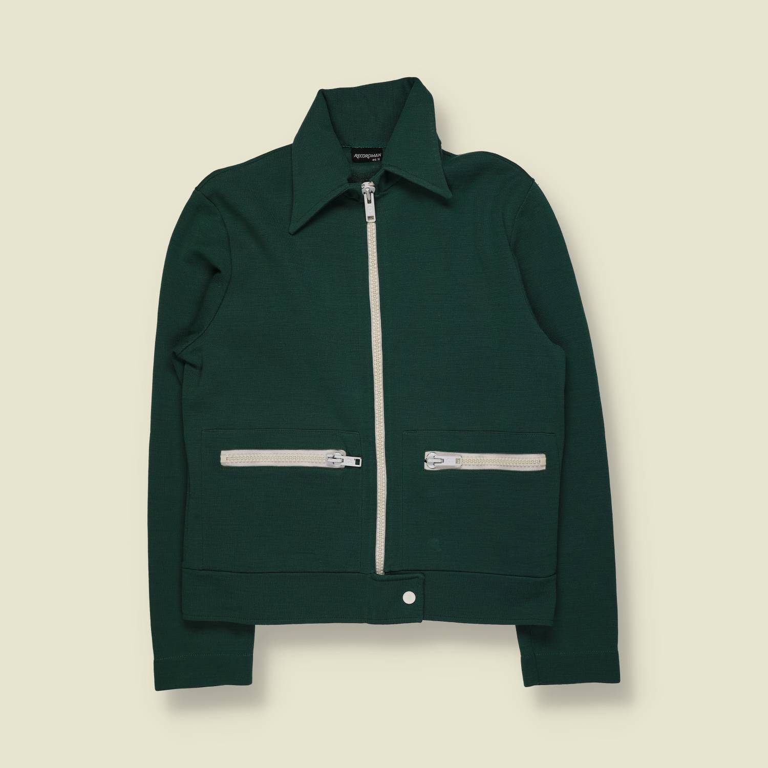 1970s | Recordman | Polyester Track Top | Forest Green - XS