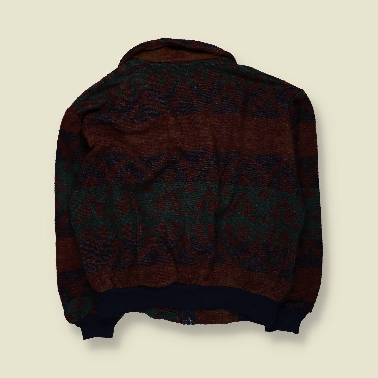 1980s | Western Frontier | Aztec Pattern Jacket | Brown & Green - XL