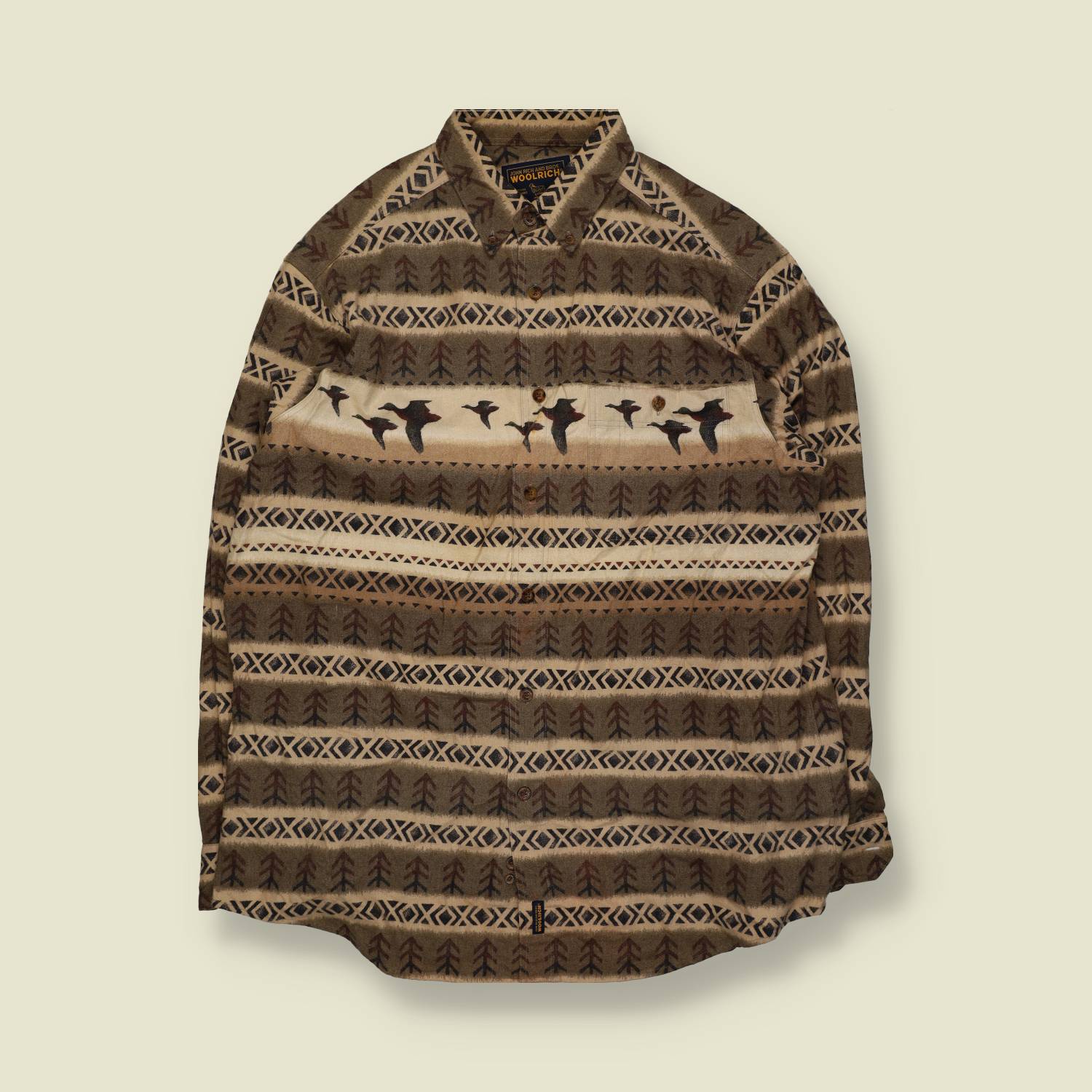 1990s–2000s | Woolrich | Outdoor Motif Shirt – Duck & Woodland Print - XXL