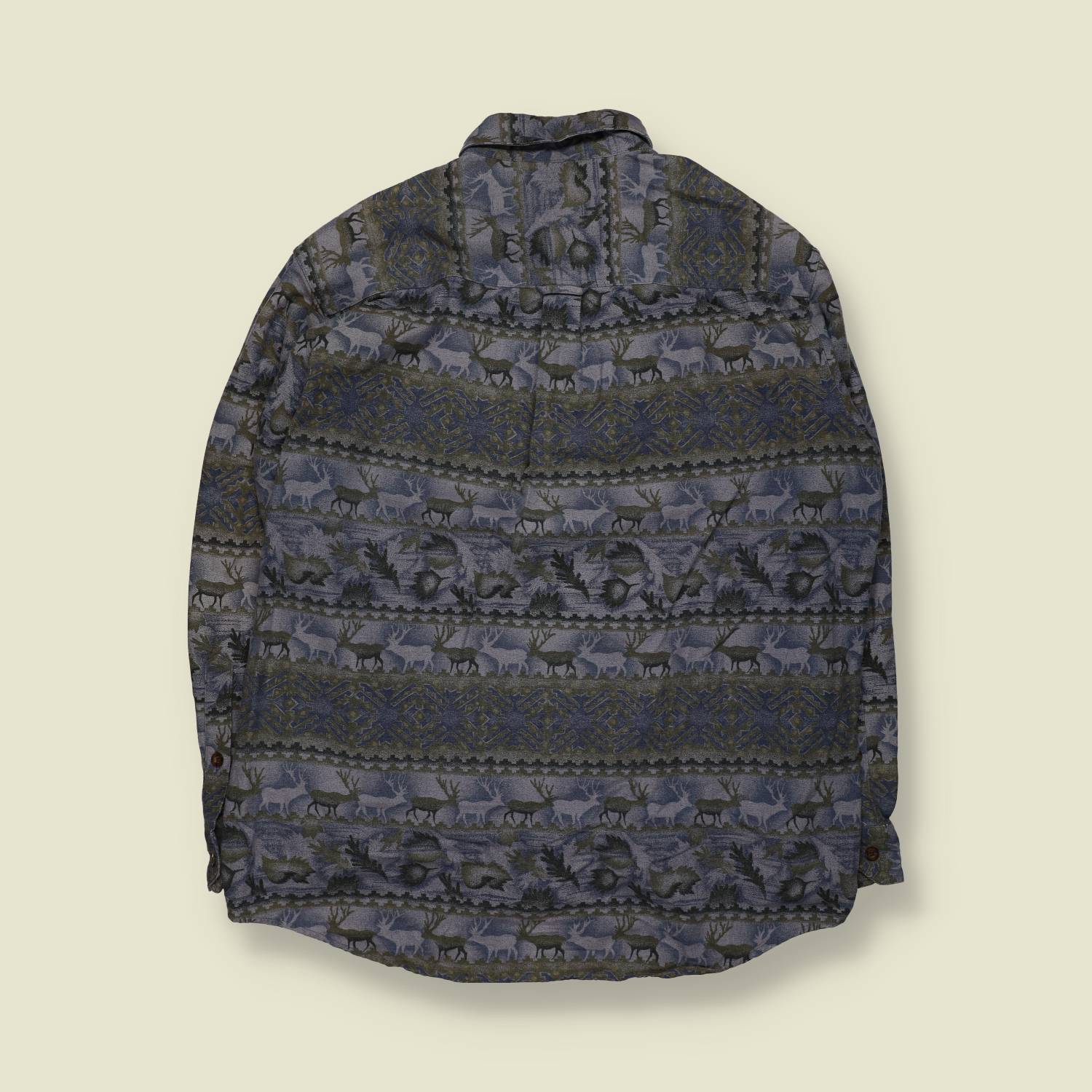 1990s–2000s | Woolrich | Woodland Deer Print Shirt – Blue Grey - XXL