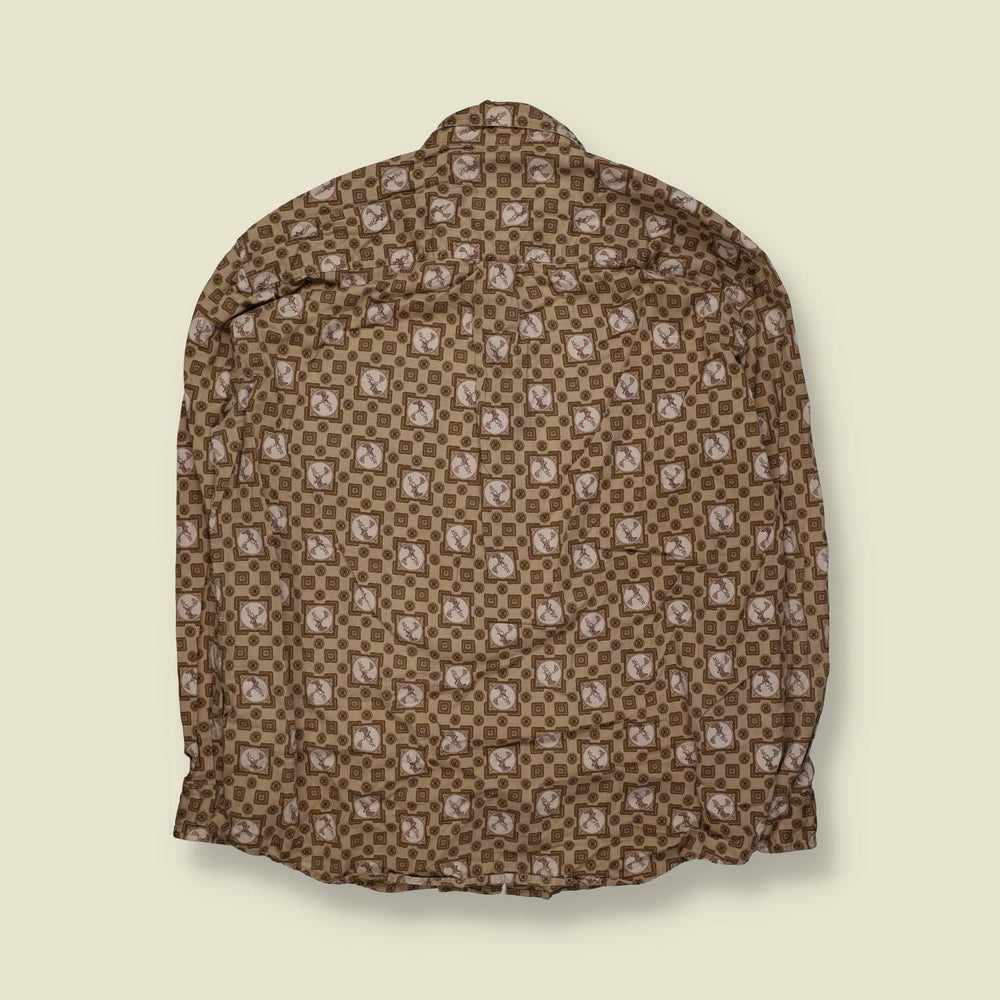 1990s | Woolrich | Deer Motif Print Shirt – Tan - XXXXL
