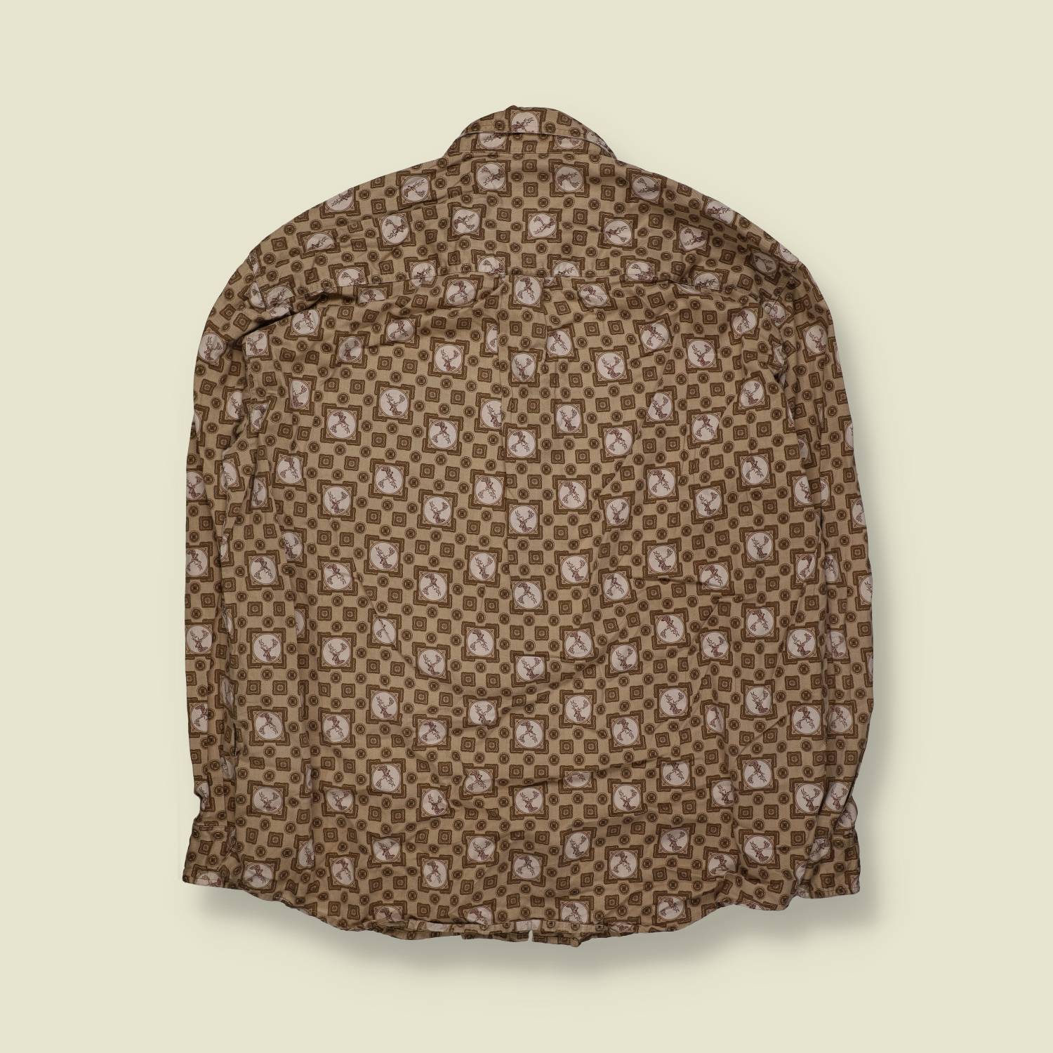 1990s | Woolrich | Deer Motif Print Shirt – Tan - XXXXL