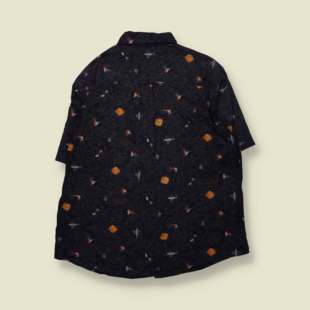1990s–2000s | Woolrich | Fishing Lure Print Shirt – Navy - XXL
