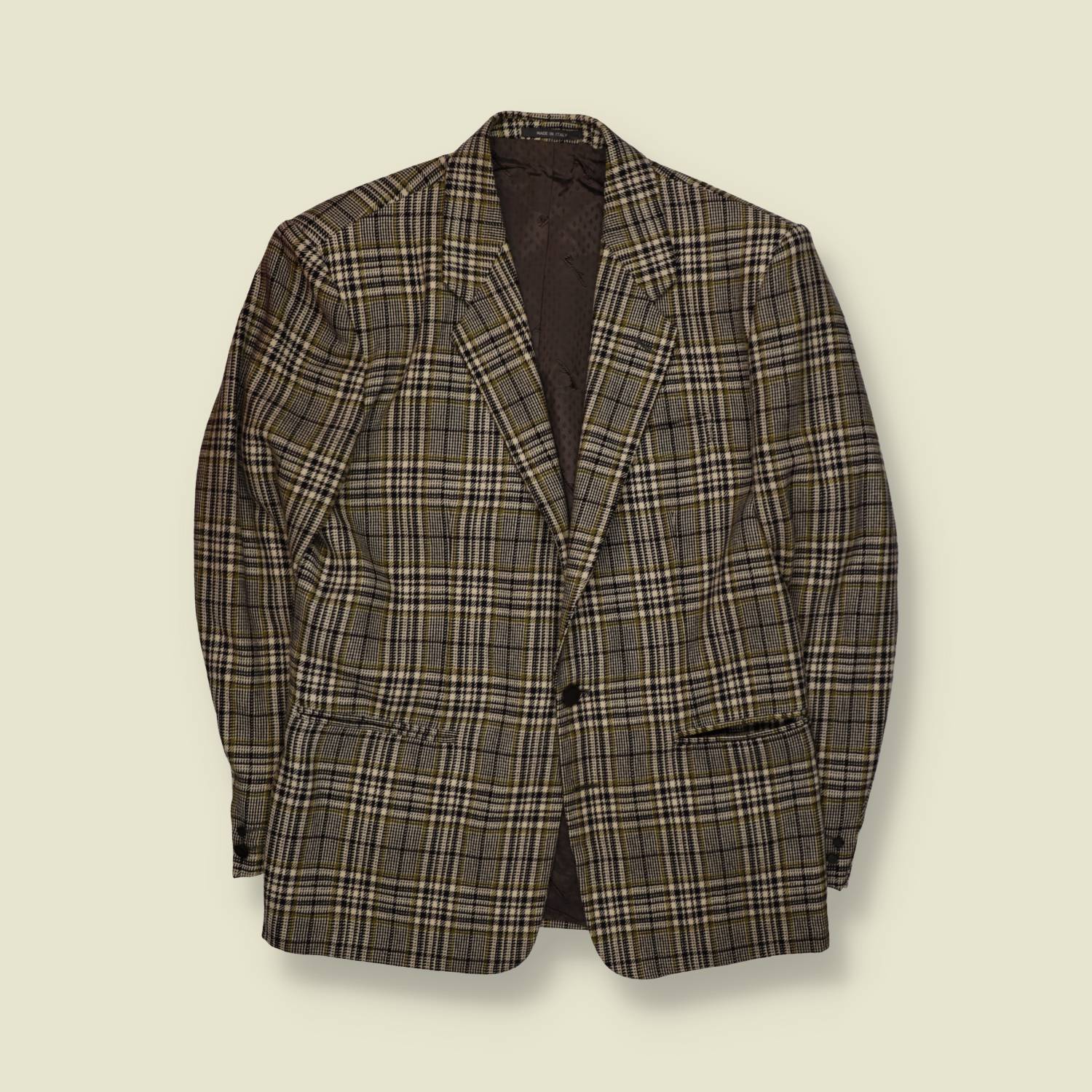 1980s | Borsa Lino | Blazer | Plaid | Made In Italy – S