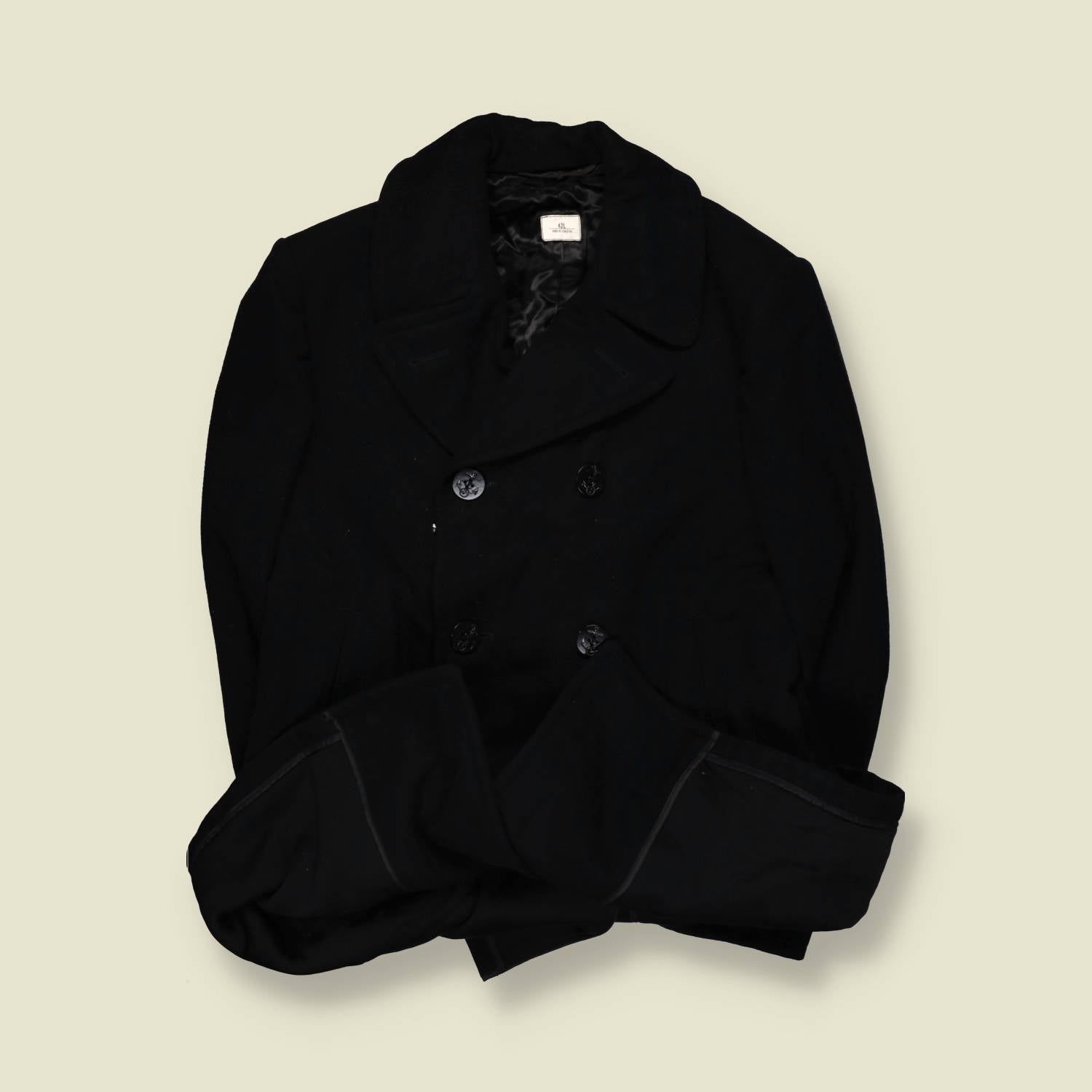 1980s | Naval Pea Coat | Very Dark Blue – L