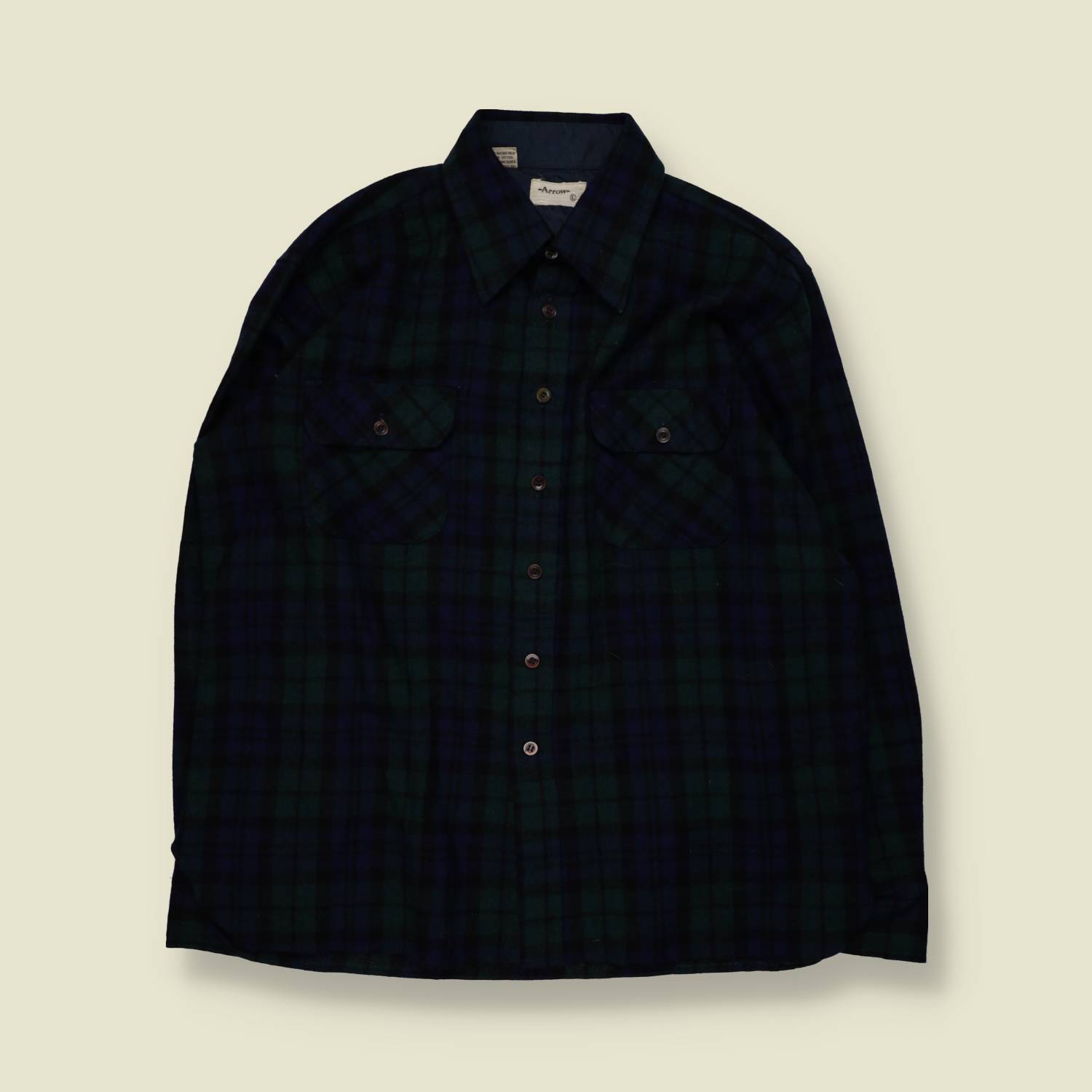 1980s | Arrow | Flannel Shirt | Green And Blue Plaid – XXL