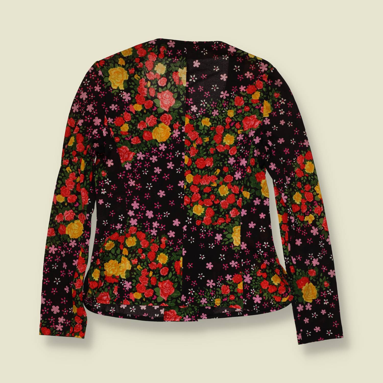 1970s | Floral Print Blouse | Black Multi – 8