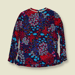 1960s–1970s | Floral Print Blouse | Navy Multi – 12