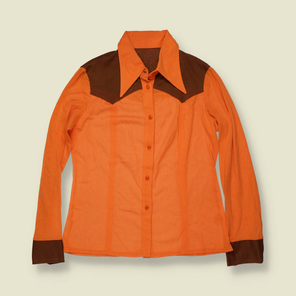 1970s | Western Blouse | Orange Brown Contrast – 10