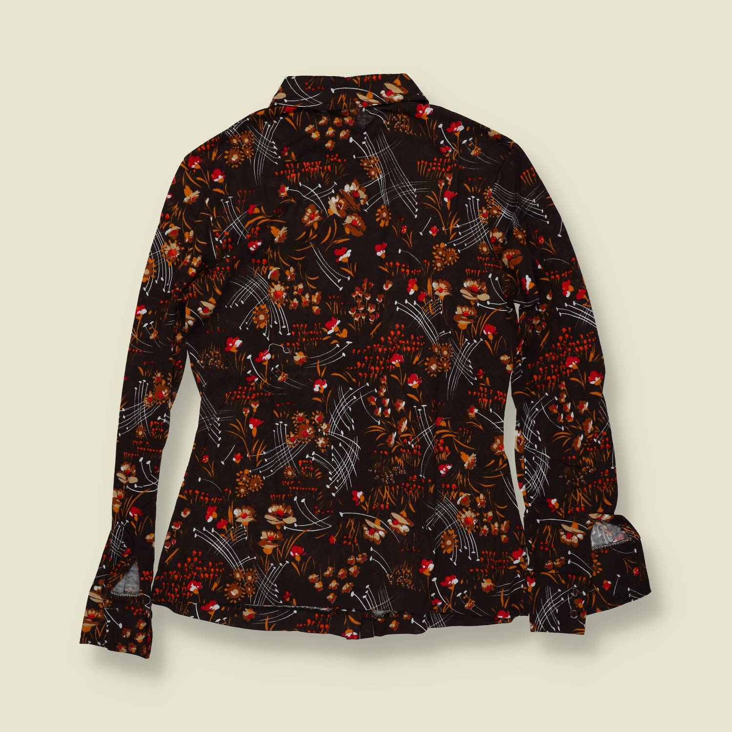 1970s | TGL | Deadstock Printed Blouse | Brown Floral – 8