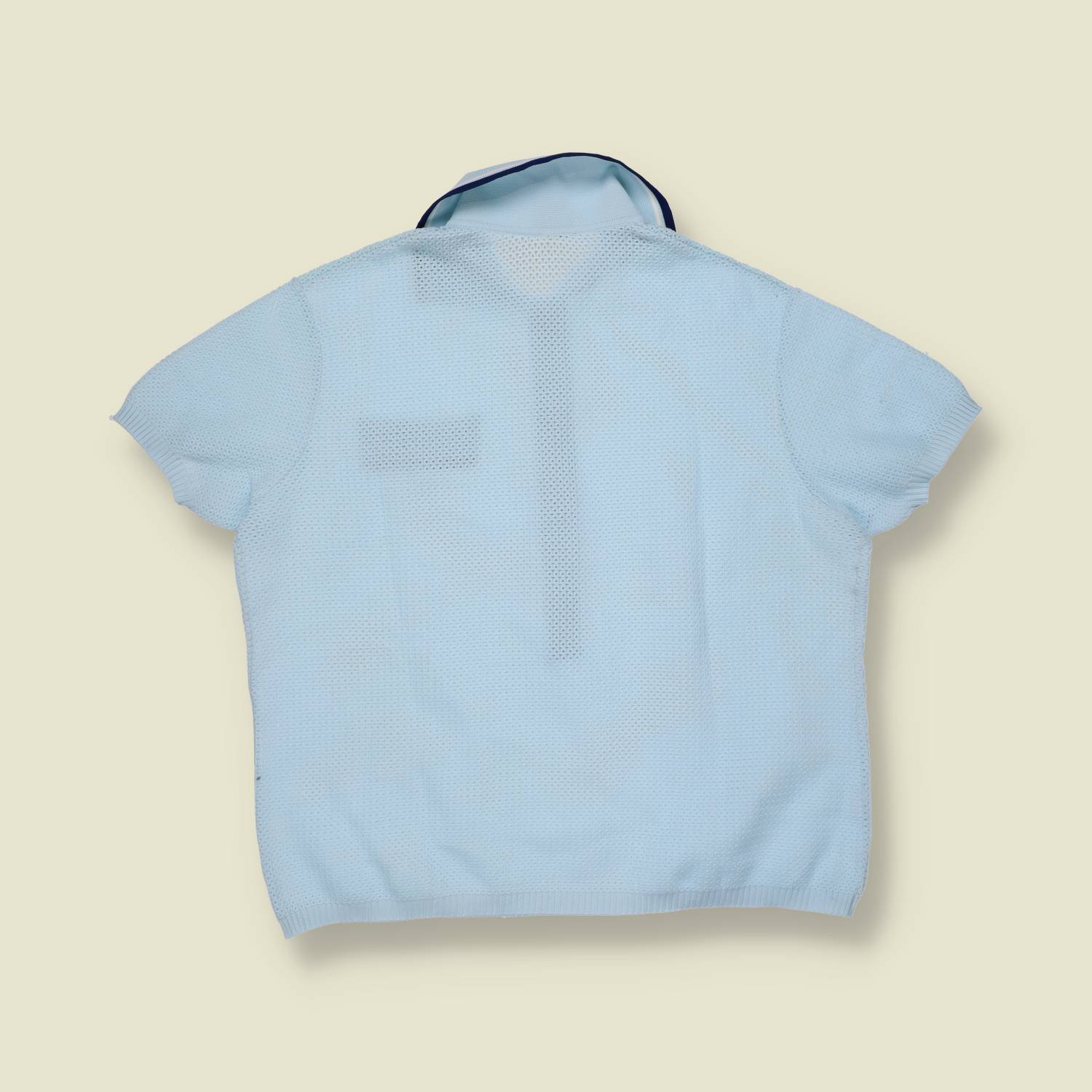 1960s–1970s | Dilon Loft | Short Sleeve Knit Polo Top | Light Blue – 12