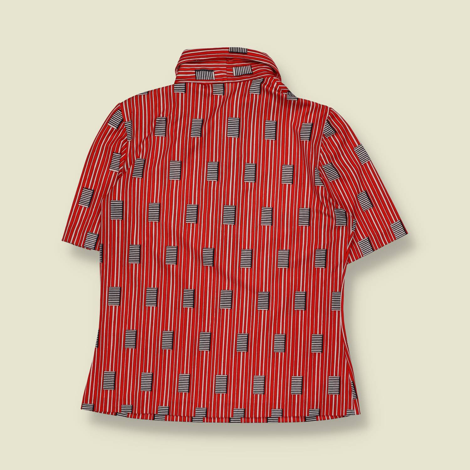 1970s | Printed Blouse | Red Stripe Geometric – 10