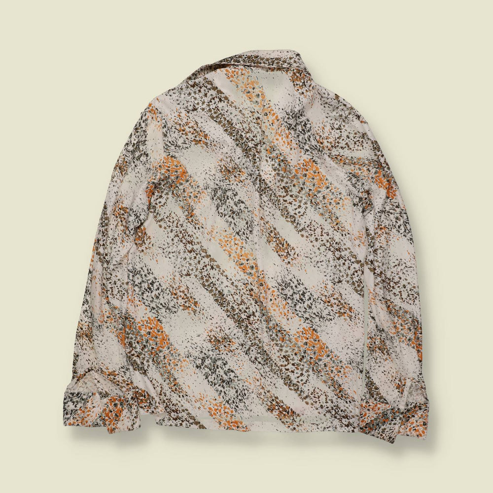 1970s | Printed Blouse | Cream Abstract – 10