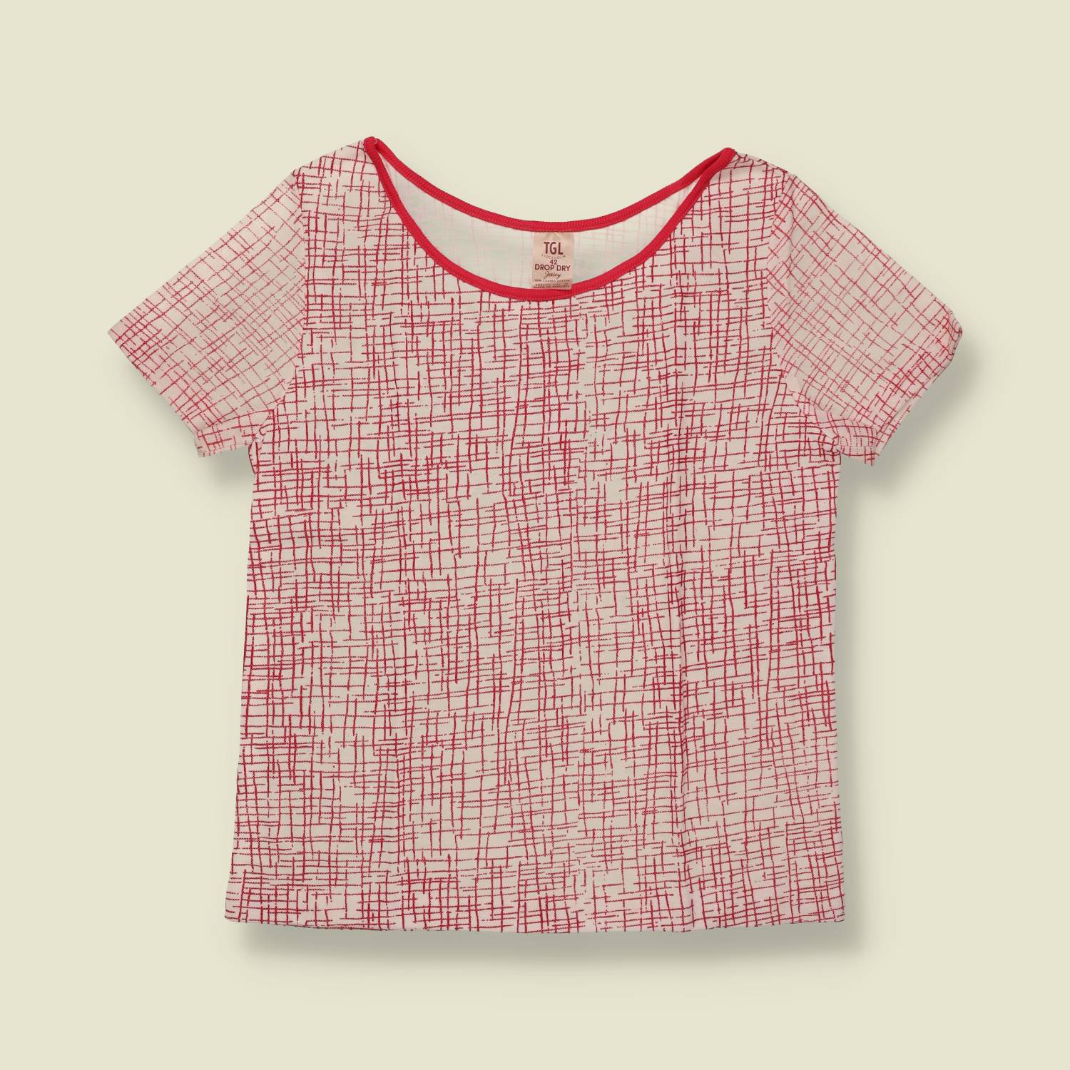 1970s | TGL | Deadstock Patterned Top | White & Red - 12
