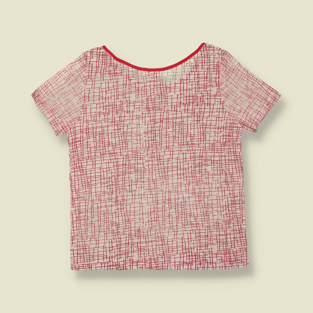1970s | TGL | Deadstock Patterned Top | White & Red - 12