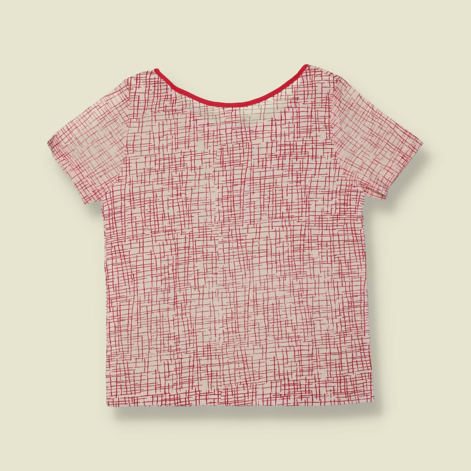 1970s | TGL | Deadstock Patterned Top | White & Red - 12