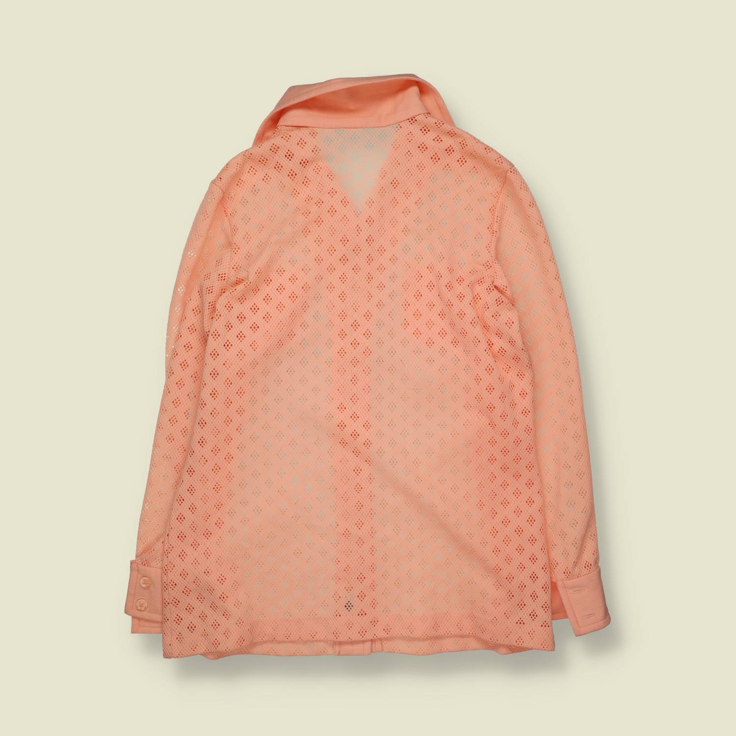 1970s | Sheer Mesh Shirt | Peach - 16