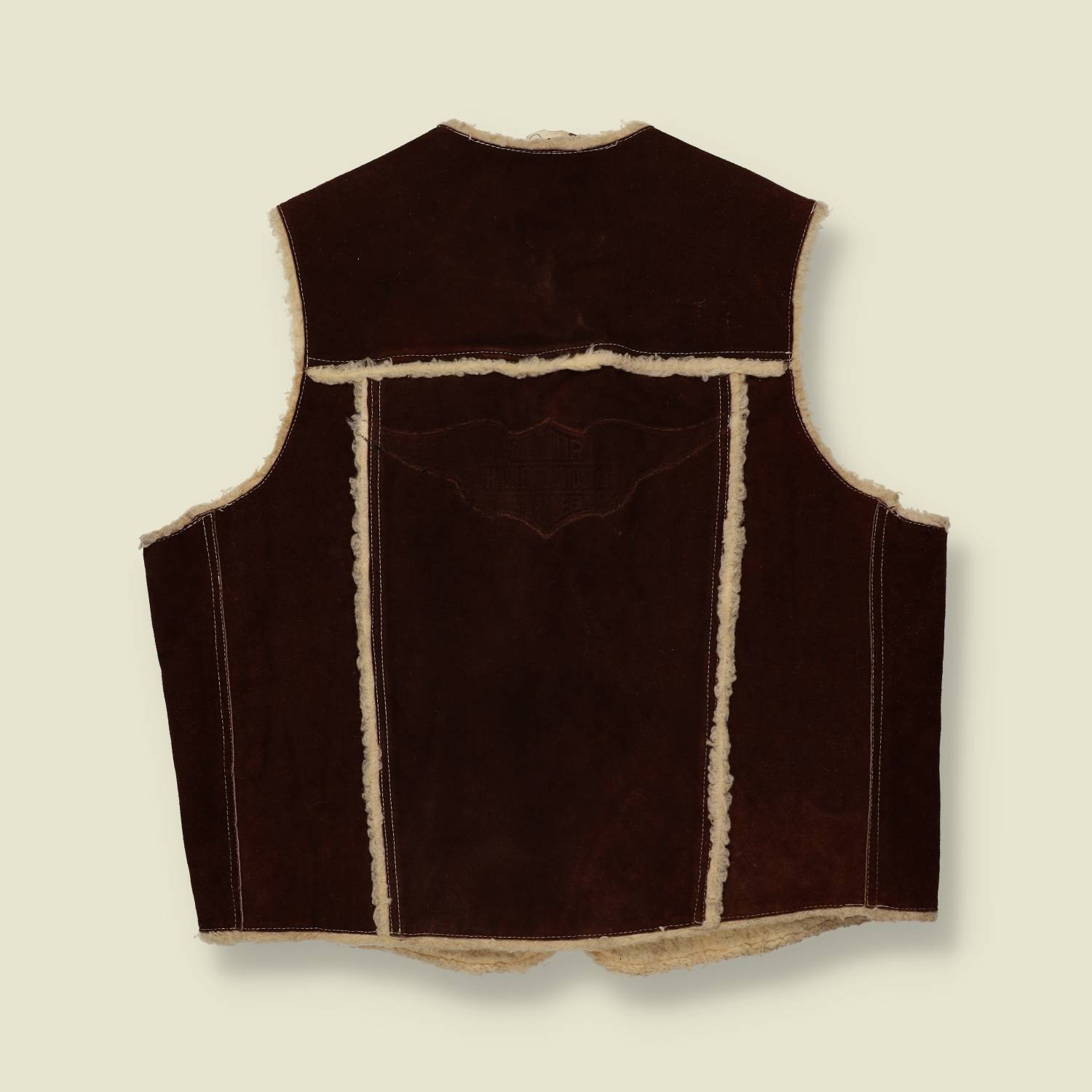 1970s Suede Sherpa Lined Suede Vest -  - XL