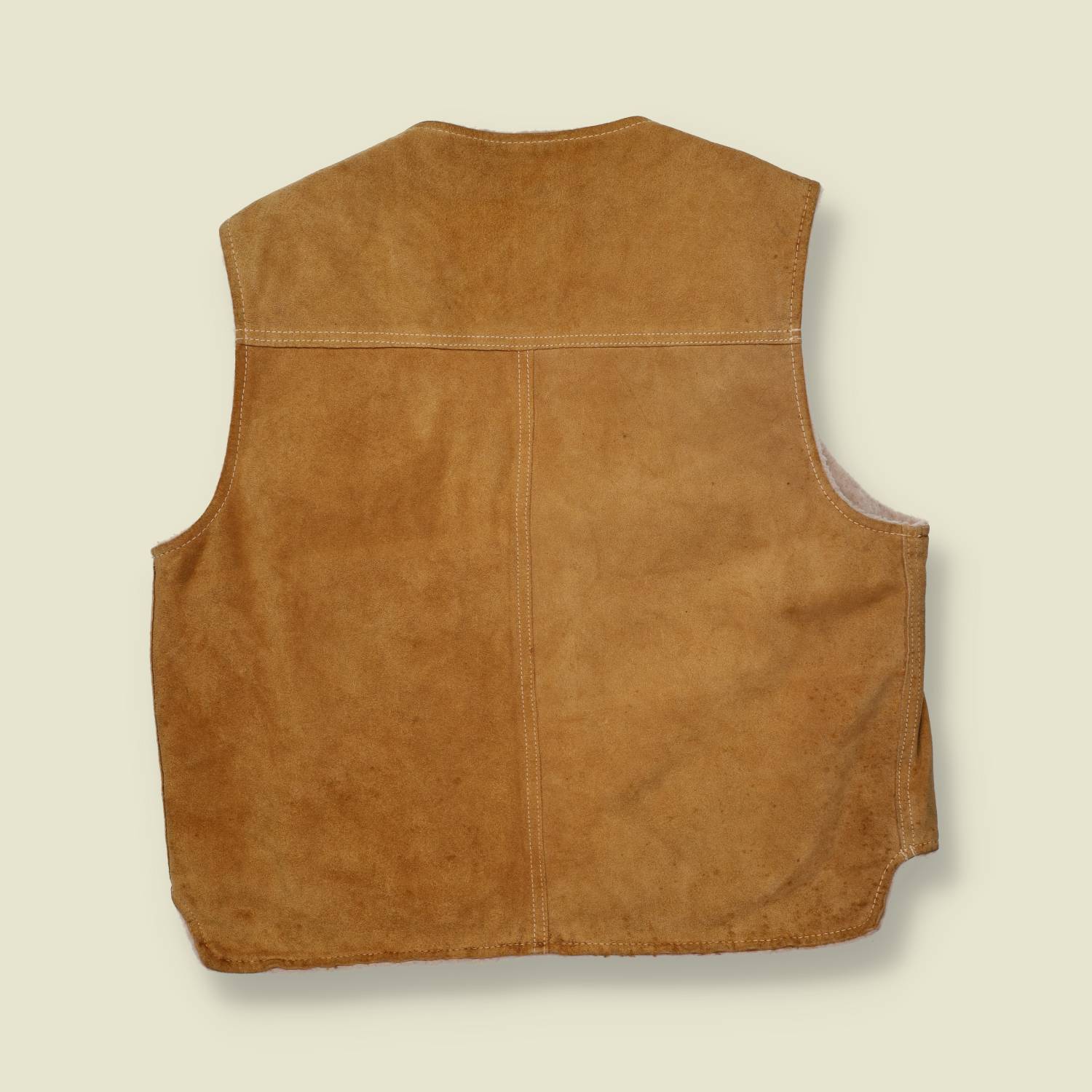 1970s Sears Sherpa Lined Suede Vest - M/L