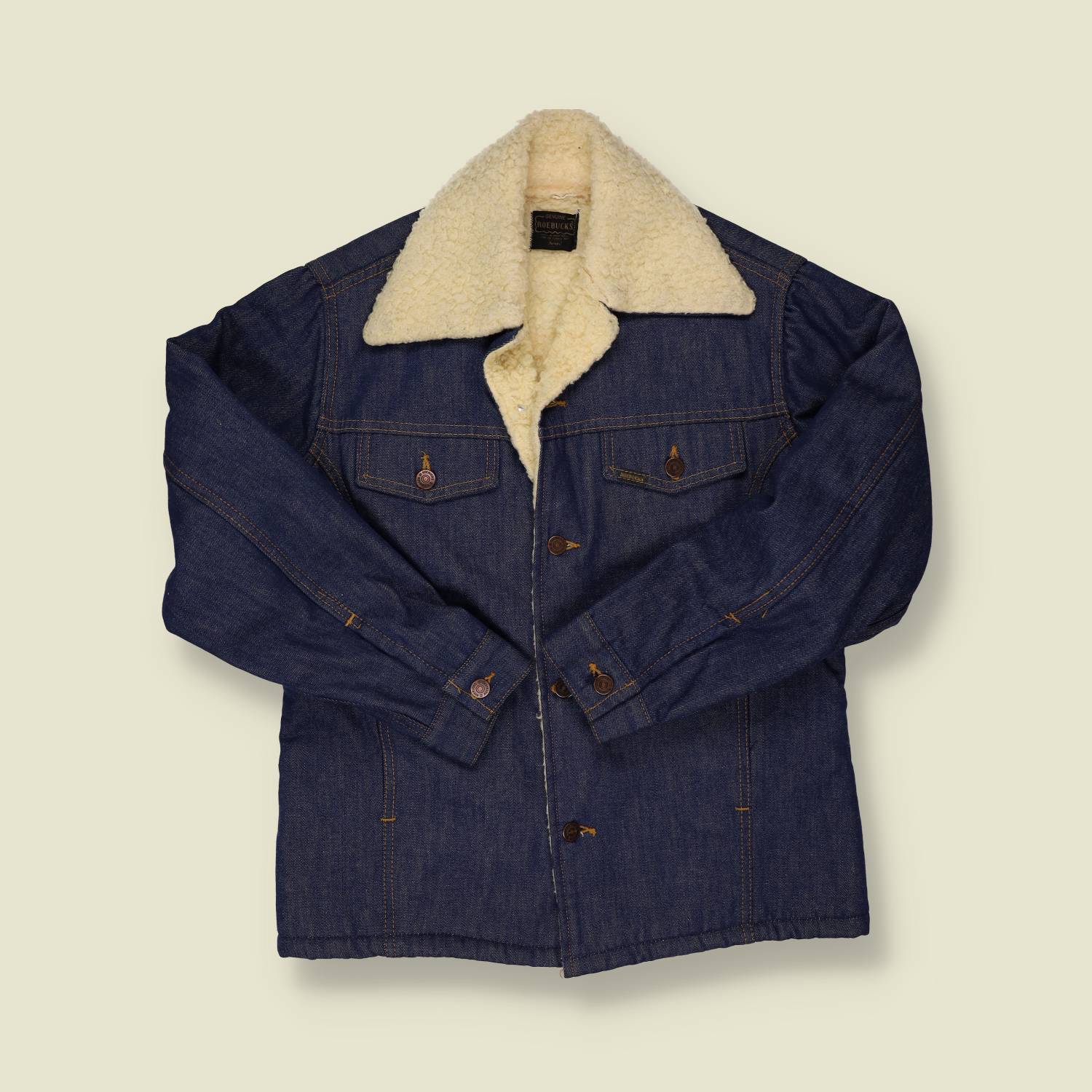 1970s Sears Sherpa Lined  Denim Jacket - S/M